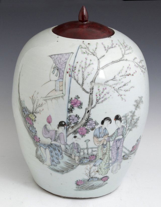 Oriental Ginger Jar, late 19th c., of baluster form, (1 of 2)