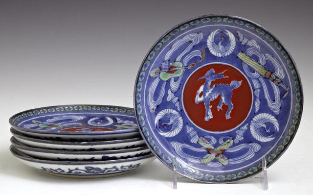 Set of Five Japanese Porcelain Plates late Edo period (1 of 2)