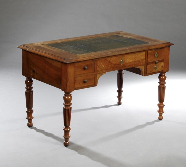 Louis Philippe Carved Walnut Desk, 19th c., the stepped (1 of 1)