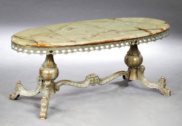 Louis XV Style Onyx and Bronze Coffee Table, 20th c., (1 of 1)