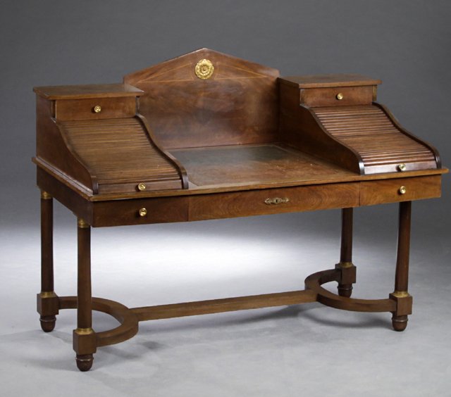 Empire Style Inlaid and Bronze Mounted Mahogany Desk, (1 of 1)