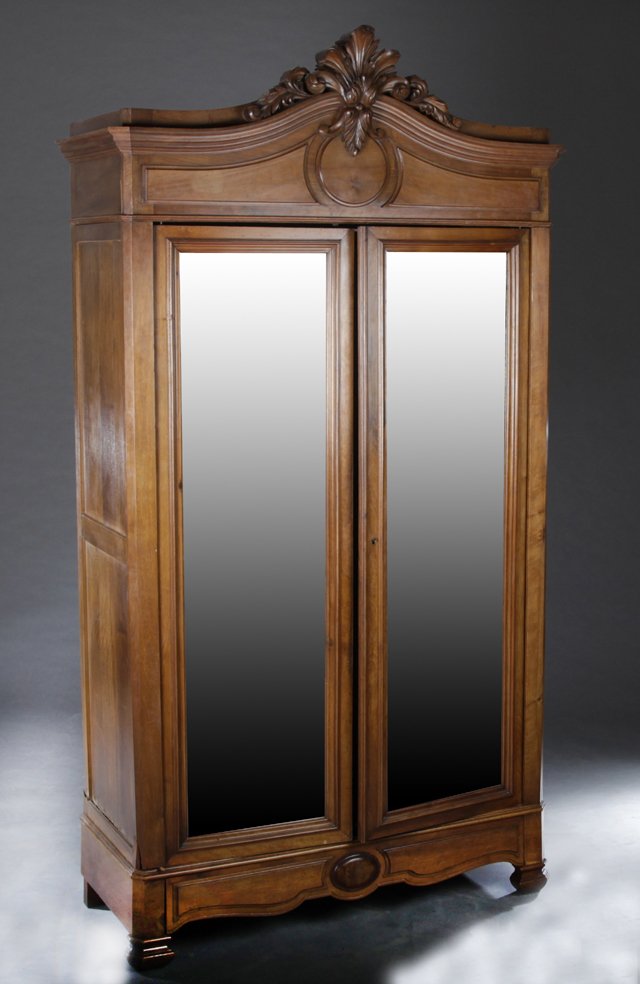 Louis Philippe Style Carved Walnut Armoire, late 19th (1 of 2)
