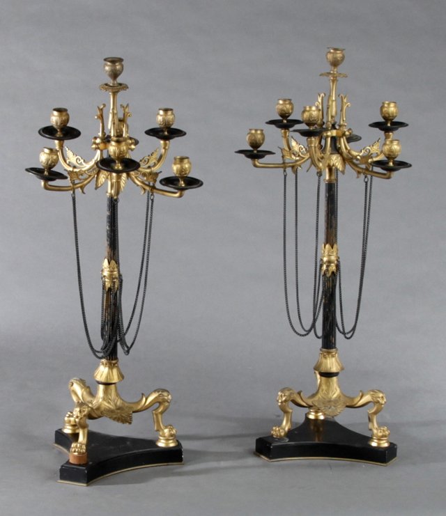 Pair of Empire Style Gilt Bronze Seven Light (1 of 1)