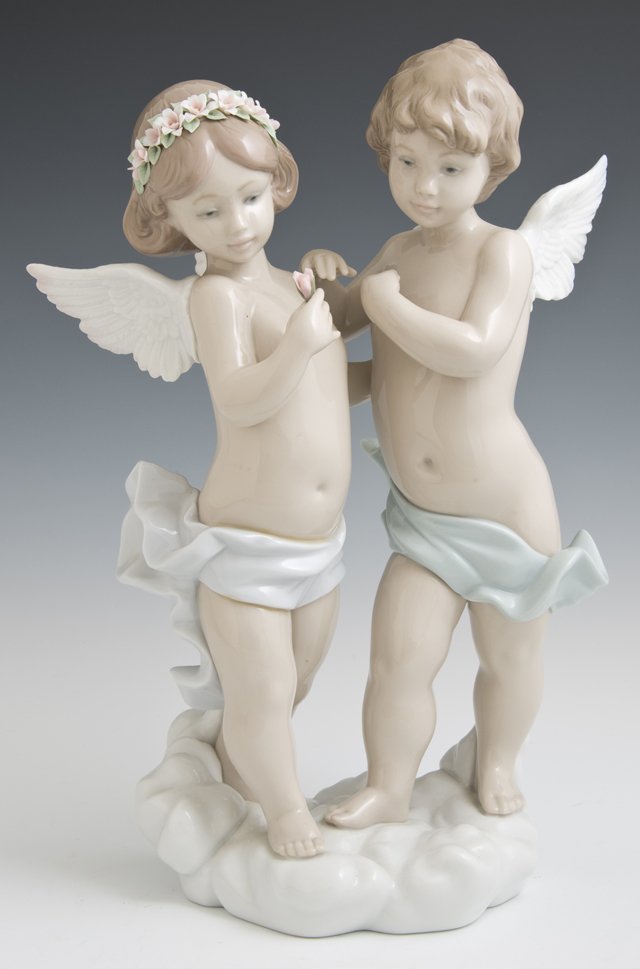 Lladro Figural Group, "Waiting for a Rainbow," circa (1 of 1)