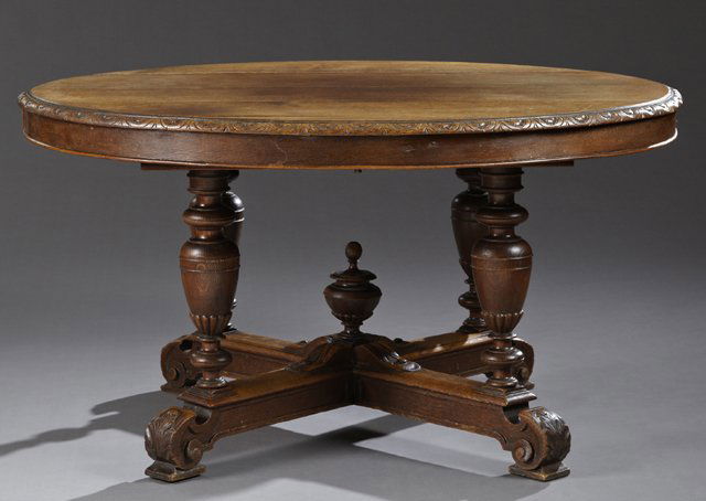 French Jacobean Style Carved Oak Breakfast Table, late (1 of 1)