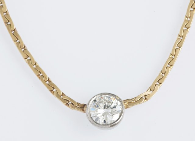14K Yellow Gold Flat Link Necklace, mid 20th c., with (1 of 1)