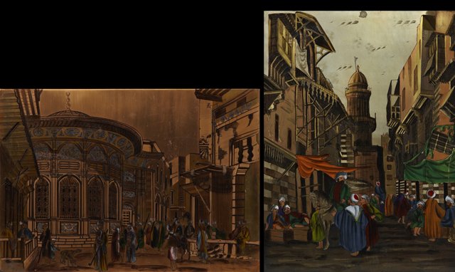 Middle Eastern Market Scenes, 20th c., pair of (1 of 1)