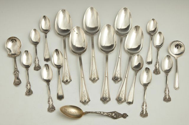 Nineteen Pieces of Miscellaneous Sterling Flatware, (1 of 1)