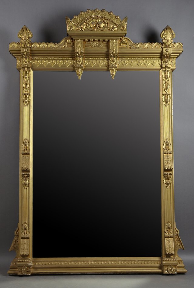 American Aesthetic Gilt and Gesso Overmantel Mirror, c. (1 of 1)
