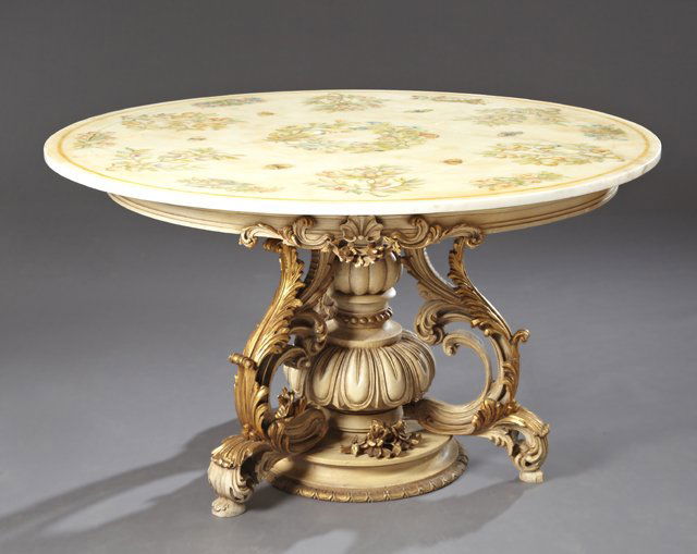 Italian Rococo Style Parcel Gilt Polychromed Marble Top (1 of 1)