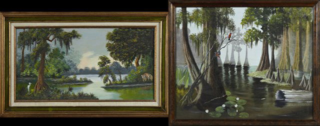 Allie S. Thomasson, "Swamp Scene," 1978, oil on board, (1 of 1)