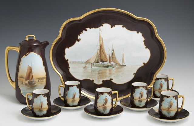 Fourteen Piece Bavarian Porcelain Chocolate Set, early (1 of 1)