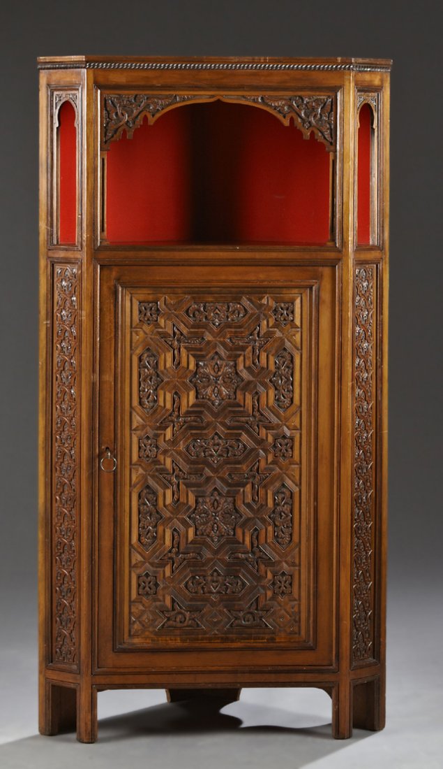 Moroccan Carved Pine Corner Cabinet, early 20th c., the (1 of 1)