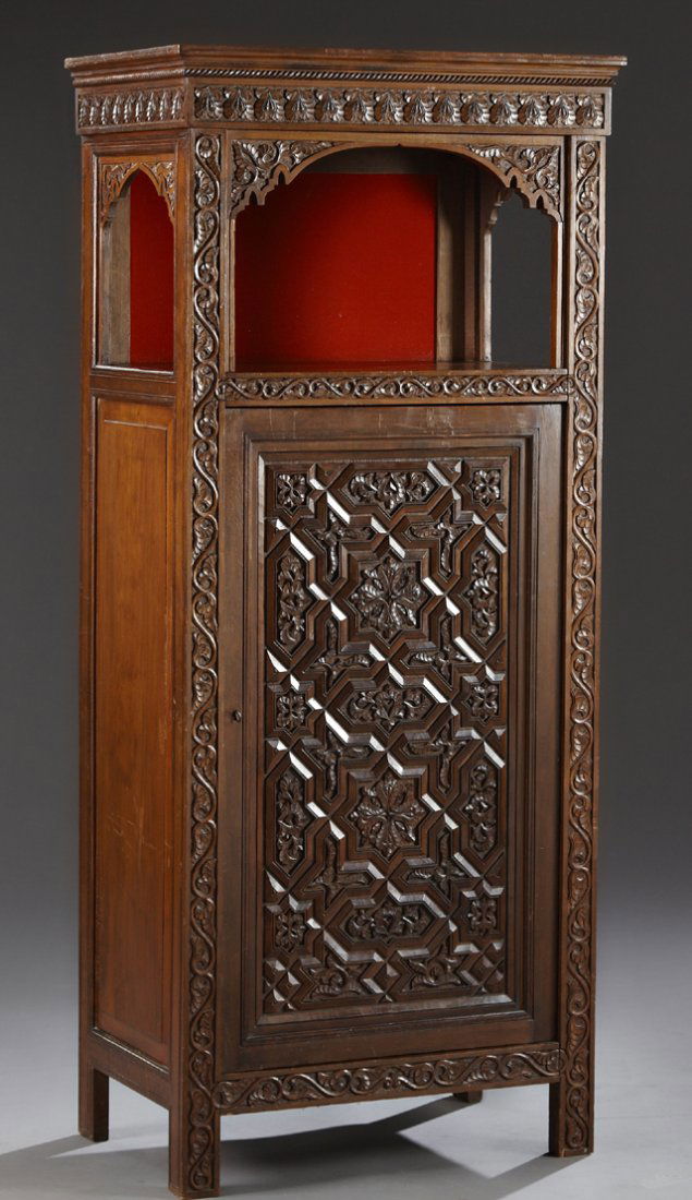 Moroccan Style Carved Pine Parlor Cabinet, early 20th (1 of 1)