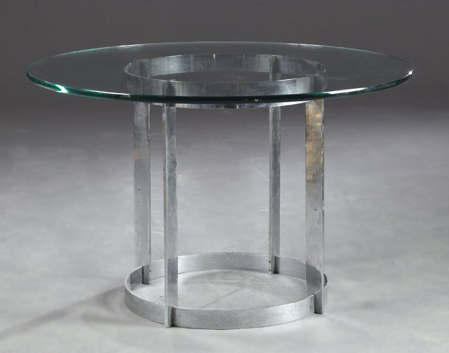 Mid Century Modern Glass and Chrome Cocktail Table, mid (1 of 1)