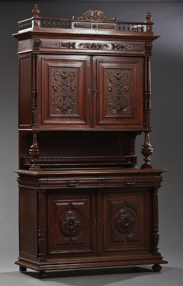 French Henri II Style Carved Walnut Buffet a Deux (1 of 1)