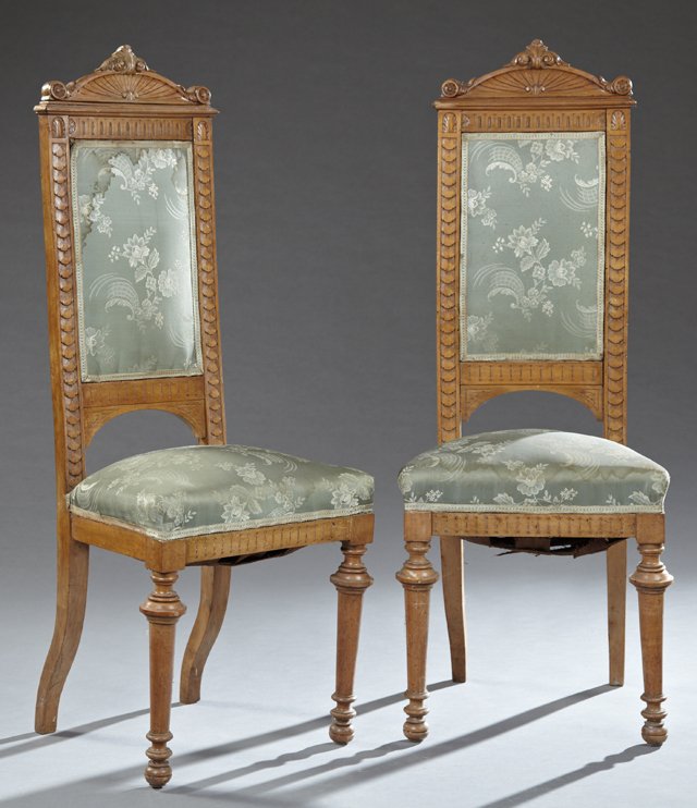 Pair of Louis XVI Style Carved Oak High Back Boudoir (1 of 1)