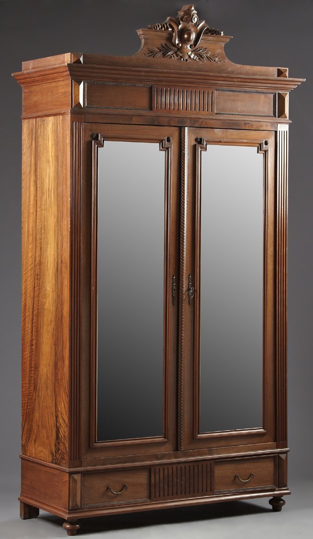 French Louis XVI Style Carved Walnut Armoire, late 19th (1 of 1)