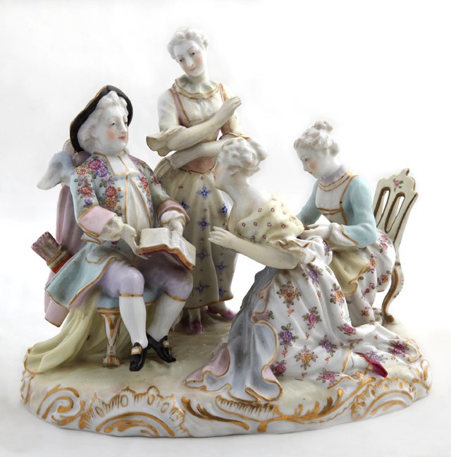Meissen Style Polychromed Porcelain Figural Group, (1 of 1)