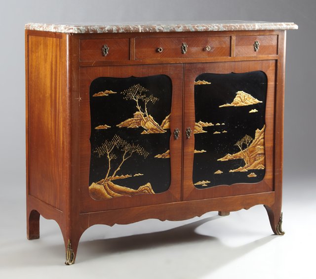 French Art Deco Mahogany Marble Top Sideboard, early (1 of 1)