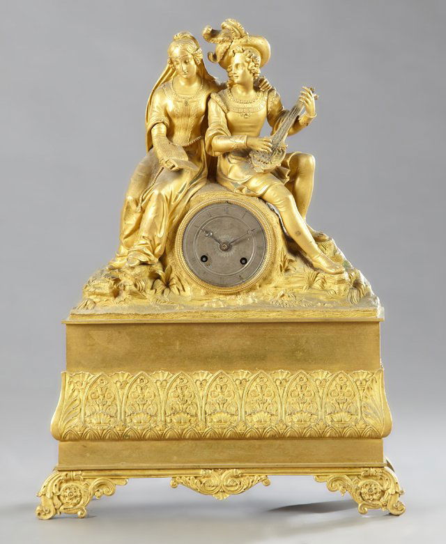 French Gilt Bronze Figural Mantel Clock, c. 1850, the (1 of 1)
