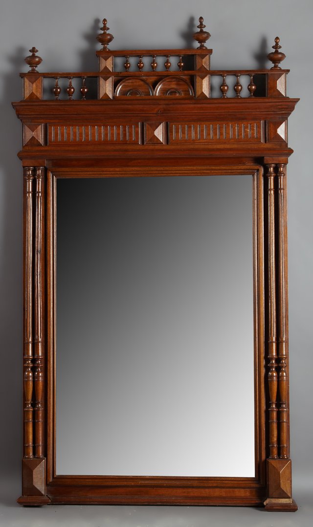 French Henri II Style Carved Walnut Overmantel Mirror, (1 of 1)