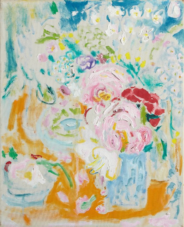 Bob Kane (1937- ), "Floral Still Life in a Blue Vase," (1 of 7)