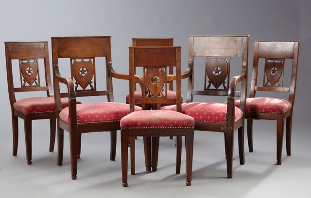 Set of Six (4 + 2) French Directoire Carved Cherry (1 of 1)