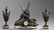 Patinated Spelter Three Piece Clock Set, 19th c., 19th