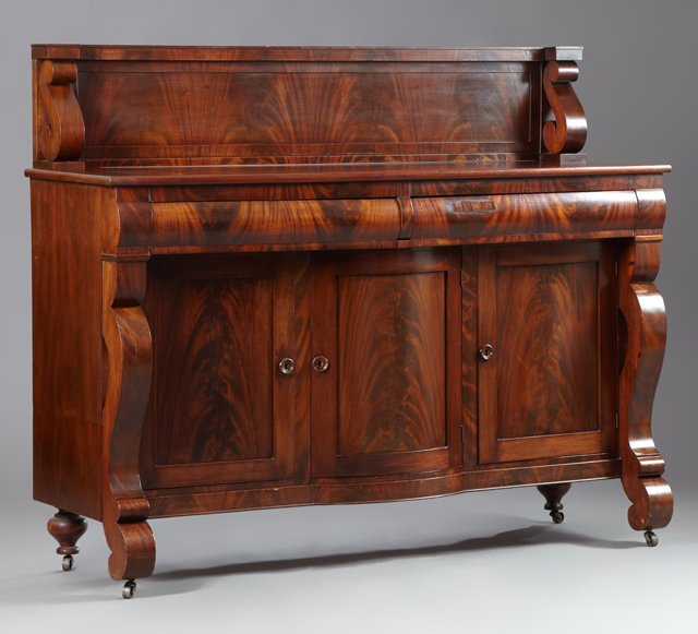 American Classical Carved Mahogany Sideboard, late 19th (1 of 2)