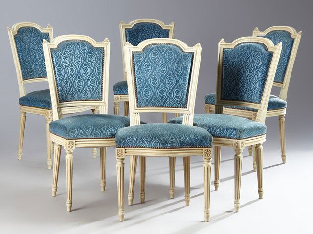 Set of Six French Louis XVI Style Polychromed Beech (1 of 1)