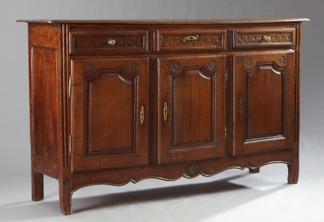 French Provincial Louis XV Style Carved Oak Sideboard, (1 of 1)