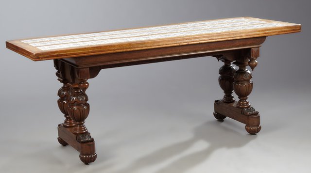 Continental Jacobean Style Carved Oak Tile Top (1 of 1)
