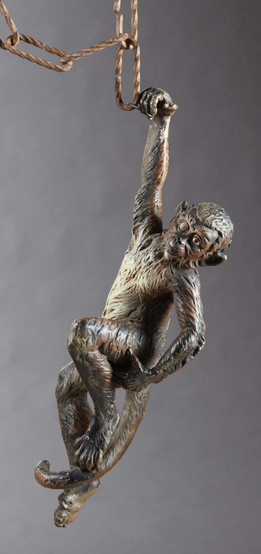 Unusual Polychromed Copper Monkey Figure, early 20th (1 of 1)