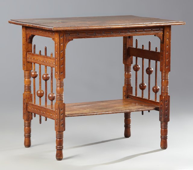 Arts and Crafts Carved Oak Table, c. 1900, the (1 of 1)