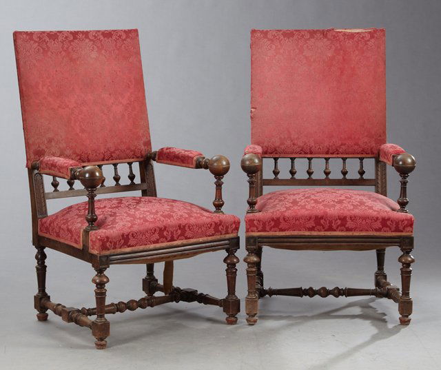 Pair of French Louis XIII Style Carved Walnut (1 of 1)