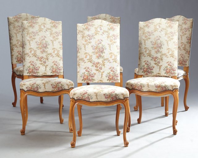 Set of Six French Louis XV Style Carved Beech Dining (1 of 1)