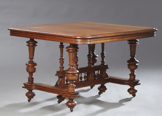 Henri II Style Carved Oak Dining Table, the square top (1 of 1)