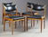 Set of Four Danish Modern Style Carved Beech Dining