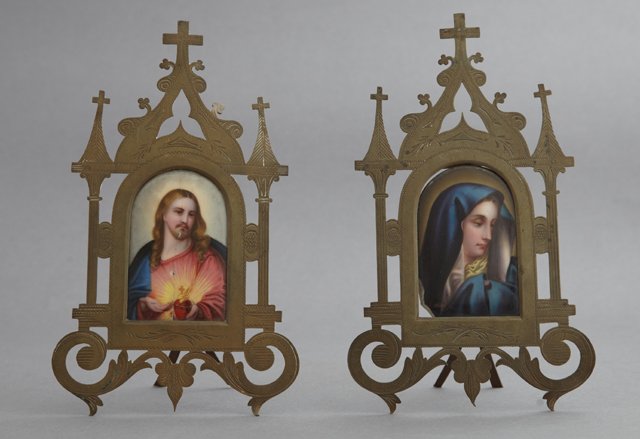 Pair of Hand-Painted Porcelain Plaques, 19th c., of (1 of 3)