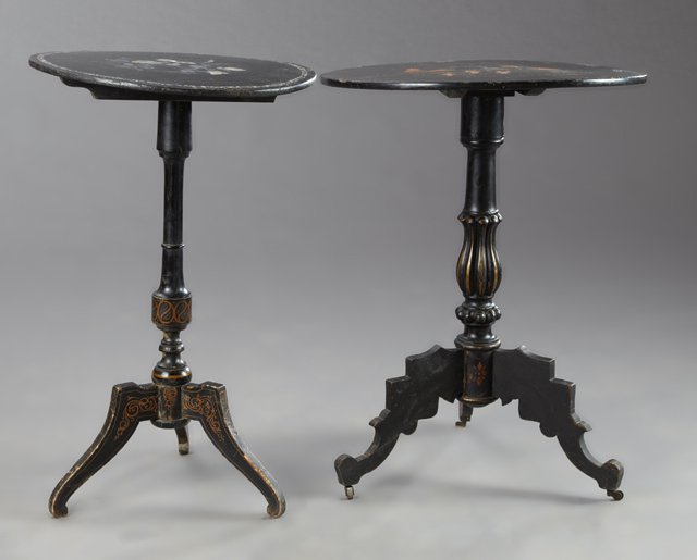 Two Late French Empire Black Lacquered Tilt Top Papier (1 of 3)