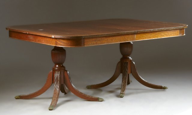 Regency Style Carved Mahogany Double Pedestal Banquet (1 of 2)