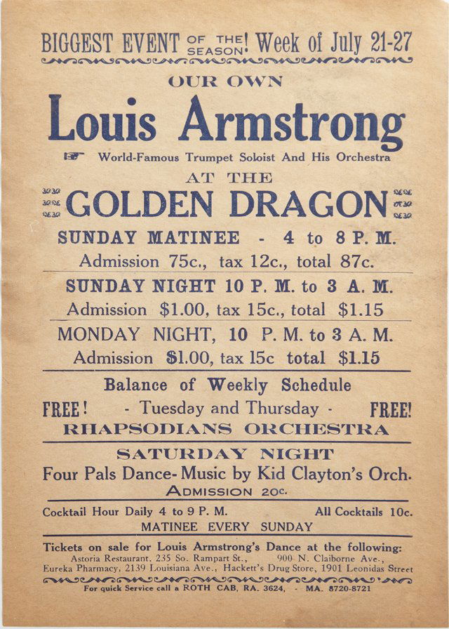Rare Playbill for Louis Armstrong, c. 1935, at the (1 of 1)