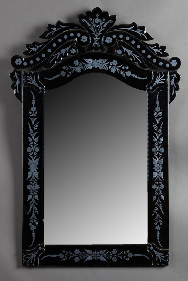 Venetian Style Etched Glass Mirror, 20th c., the arched (1 of 1)