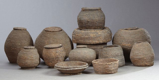 Group of Thirteen French Provincial Woven Pine Straw (1 of 2)