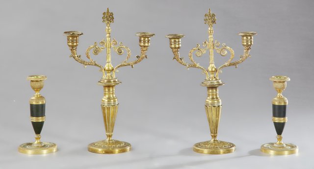 Two Pair of Bronze Candelabra, 19th c., one a pair of (1 of 1)