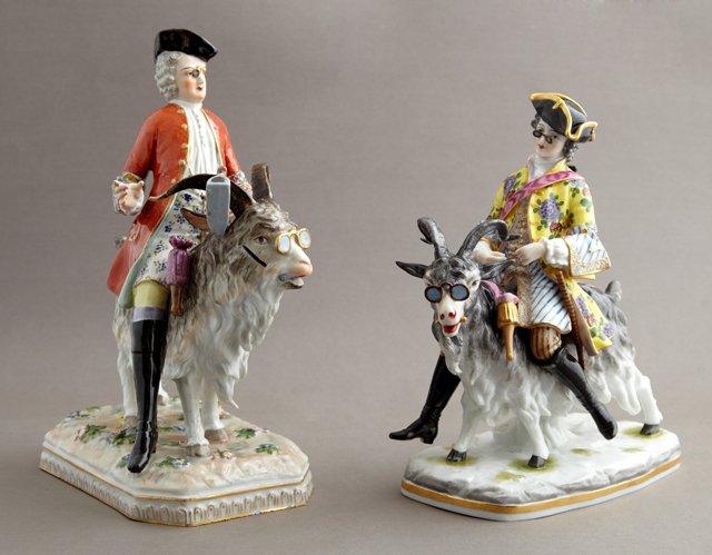 Two German Porcelain Satirical Figures of "Count (1 of 2)
