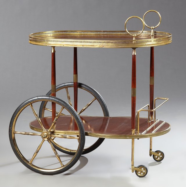 French Modern Mahogany and Brass Dessert Cart, early (1 of 1)
