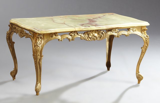 French Louis XV Style Gilt Bronze and Onyx Coffee (1 of 1)