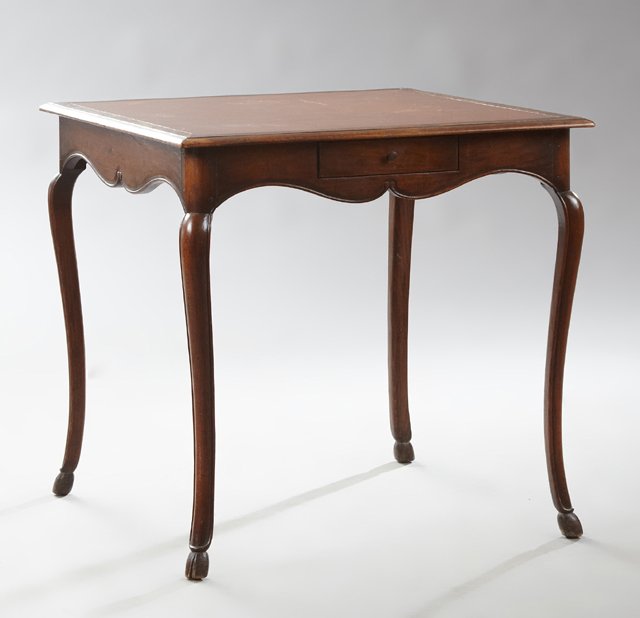 American Louis XV Style Carved Beech Leather Top Games (1 of 1)